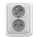 ABB 5513A-C02357 S - Διπλή οικιακή πρίζα με πλαίσιο TANGO 250V γκρι