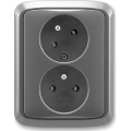 ABB 5513A-C02357 S2 - Διπλή οικιακή πρίζα με πλαίσιο TANGO 250V σκούρο γκρι