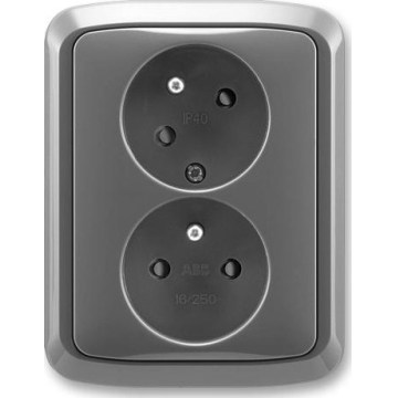 ABB 5513A-C02357 S2 - Διπλή οικιακή πρίζα με πλαίσιο TANGO 250V σκούρο γκρι