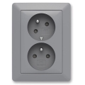 ABB 5513T-C02157 141 - Διπλή οικιακή πρίζα με πλαίσιο ZONI 250V γκρι