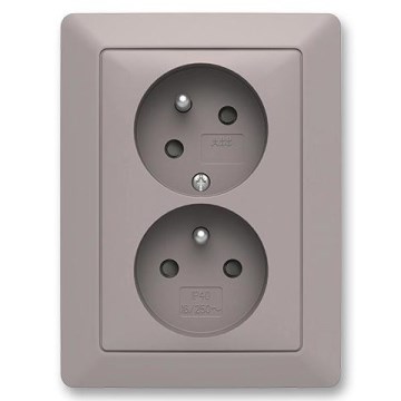 ABB 5513T-C02157 144 - Διπλή οικιακή πρίζα με πλαίσιο ZONI 250V γκρι-μπεζ