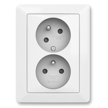 ABB 5513T-C02157 500 - Διπλή οικιακή πρίζα με πλαίσιο ZONI 250V λευκή