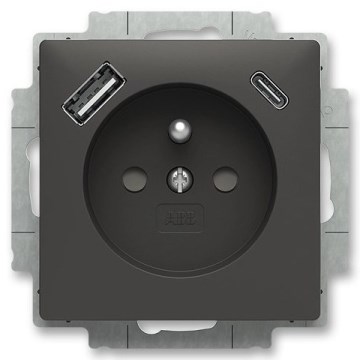 ABB 5569T-A32357 237 - Επιτοίχια πρίζα χωρίς πλαίσιο ZONI 250V 1xUSB A+C μαύρο ματ