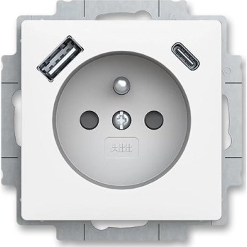 ABB 5569T-A32357 240 -Επιτοίχια πρίζα χωρίς πλαίσιο ZONI 250V 1xUSB A+C ματ λευκή
