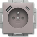 ABB 5569T-A32357 244 - Οικιακή πρίζα χωρίς πλαίσιο ZONI 250V 1xUSB A+C γκρίζο-μπεζ