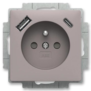 ABB 5569T-A32357 244 - Οικιακή πρίζα χωρίς πλαίσιο ZONI 250V 1xUSB A+C γκρίζο-μπεζ