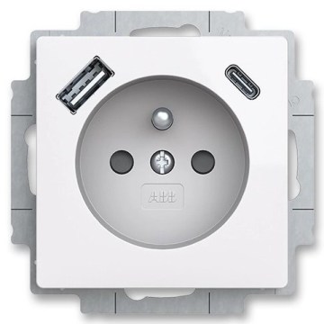ABB 5569T-A32357 500 - Οικιακή πρίζα χωρίς πλαίσιο ZONI 250V 1xUSB A+C λευκή