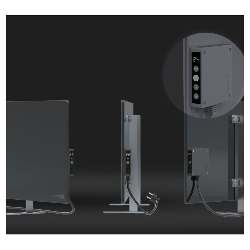 AENO - Έξυπνη ηλεκτρική υπέρυθρη θερμάστρα με οθόνη LED 700W χρονοδιακόπτης/θερμοστάτης IP44 Wi-Fi γκρι