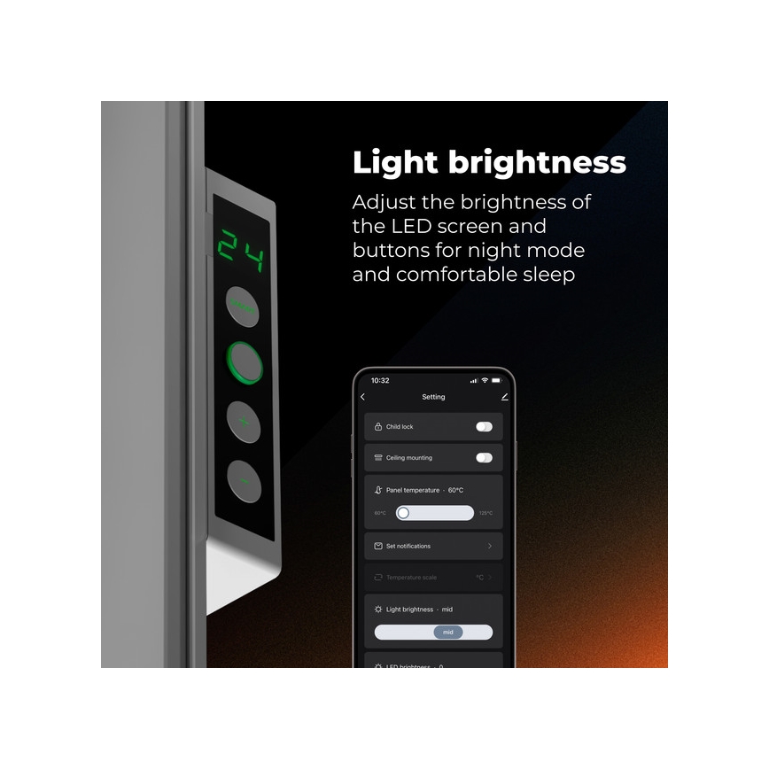 AENO - Έξυπνο ηλεκτρικό υπέρυθρο πάνελ 500W με χρονοδιακόπτη/θερμοστάτη Wi-Fi λευκό