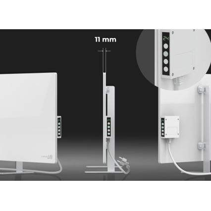 AENO - Έξυπνο ηλεκτρικό υπέρυθρο πάνελ με οθόνη LED 700W, χρονοδιακόπτης/θερμοστάτης, IP44, Wi-fi, λευκό