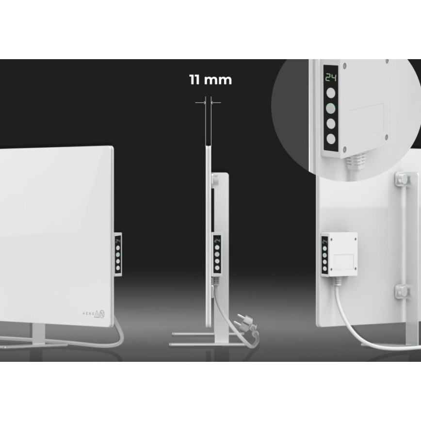 AENO - Έξυπνο ηλεκτρικό υπέρυθρο πάνελ με οθόνη LED 700W, χρονοδιακόπτης/θερμοστάτης, IP44, Wi-fi, λευκό