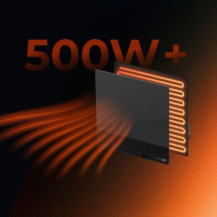 AENO - Έξυπνο ηλεκτρικό υπέρυθρο θερμαντικό πάνελ 500W με χρονοδιακόπτη/θερμοστάτη, Wi‑Fi, μαύρο