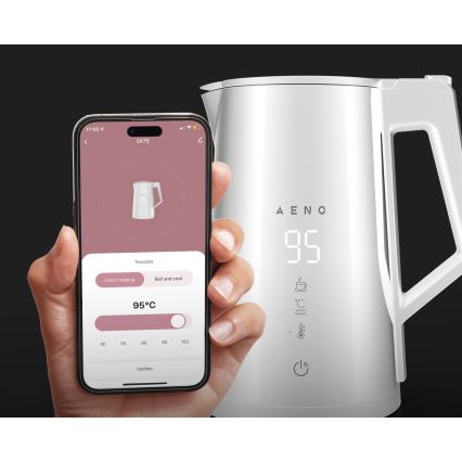 AENO - Έξυπνος βραστήρας ταχείας βρασμού με οθόνη LED 1,7 l 2200W/230V λευκός