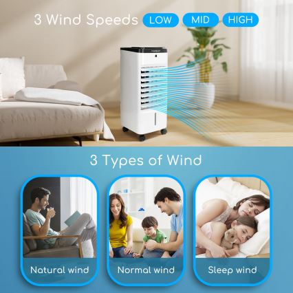 Aigostar - Air cooler 60W/230V λευκό/μαύρο + τηλεχειριστήριο