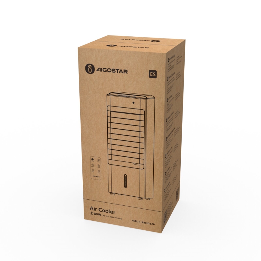Aigostar - Air cooler 80W/230V λευκό + τηλεχειριστήριο