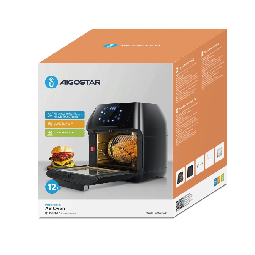 Aigostar - Air fryer 1400W/230V 12l μαύρο