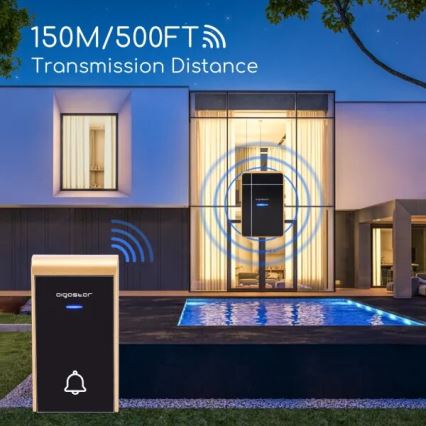 Aigostar - Ασύρματη κουδούνι 3xAA/12V IP44 μαύρο/χάλκινο