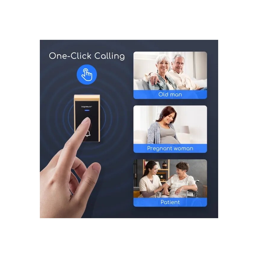 Aigostar - Ασύρματη κουδούνι 3xAA/12V IP44 μαύρο/χάλκινο