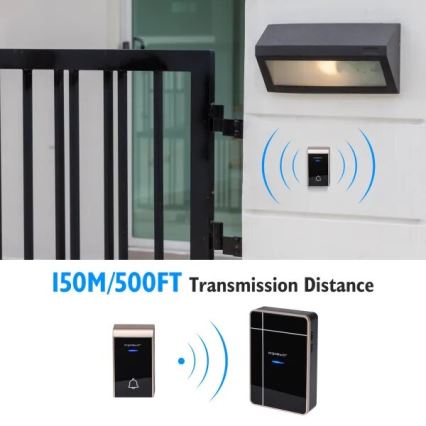 Aigostar - Ασύρματη κουδούνι 3xAA/12V IP44 μαύρο/χάλκινο