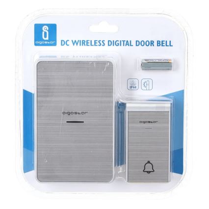 Aigostar - Ασύρματο κουδούνι 3xAA/12V IP44 ασημί