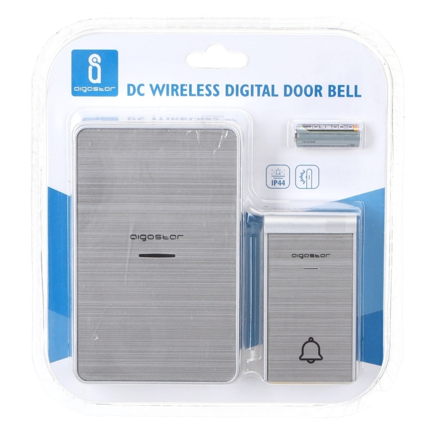 Aigostar - Ασύρματο κουδούνι 3xAA/12V IP44 ασημί