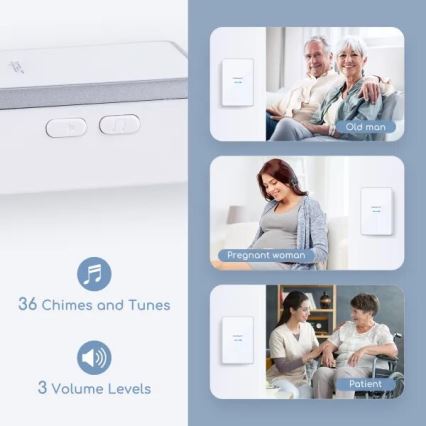 Aigostar - Ασύρματο κουδούνι 3xAA/12V IP44 λευκό/ασημί