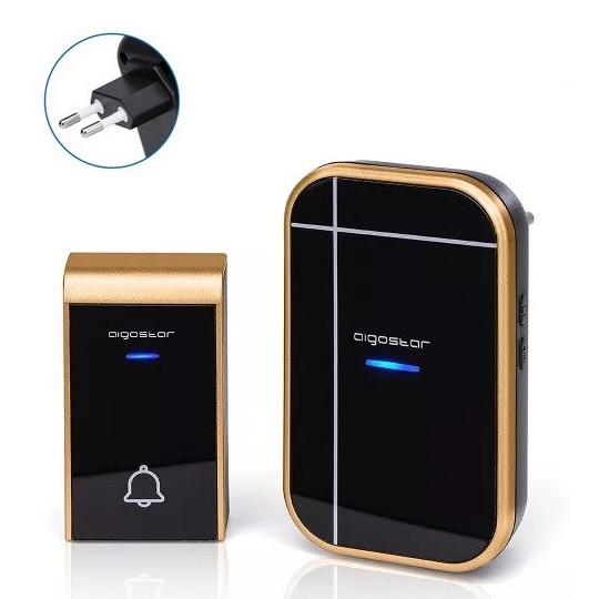 Aigostar - Ασύρματο κουδούνι πόρτας 230V/12V IP44 μαύρο