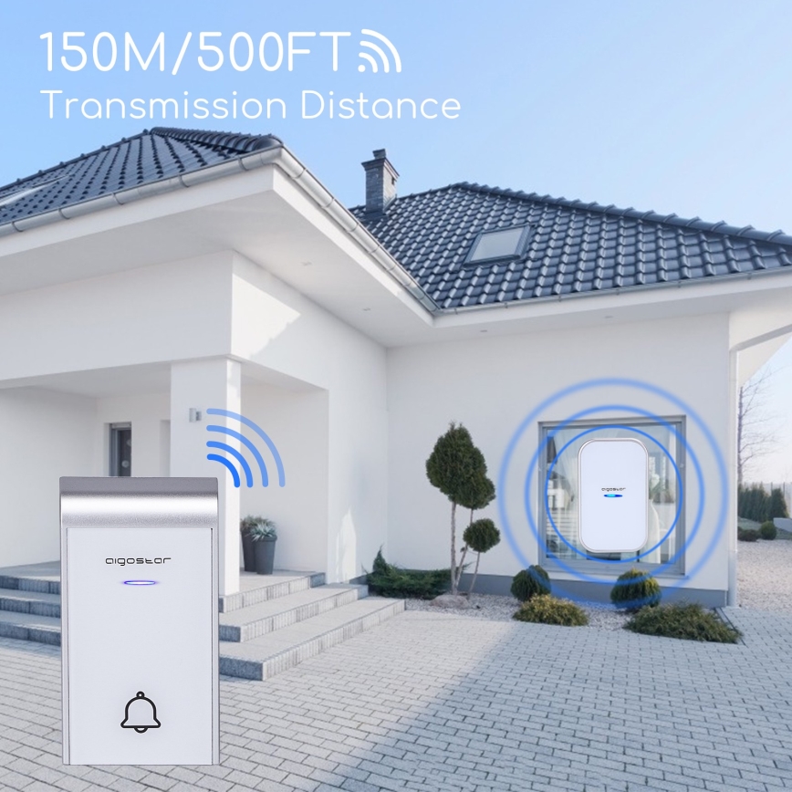 Aigostar - Ασύρματο κουδούνι για πρίζα 230V/12V IP44 λευκό