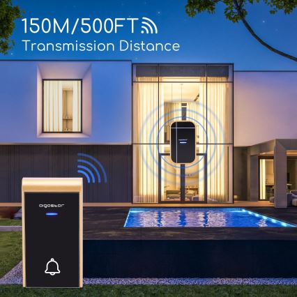 Aigostar - Ασύρματο κουδούνι για πρίζα 230V/12V IP44 μαύρο