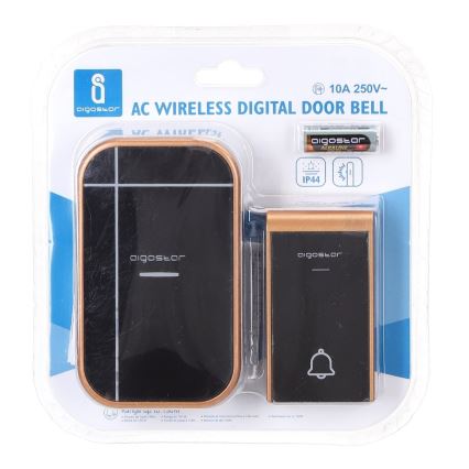 Aigostar - Ασύρματο κουδούνι για πρίζα 230V/12V IP44 μαύρο