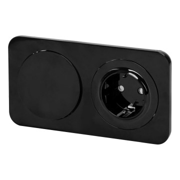 Aigostar - Απλός διακόπτης αρ. 5 και πρίζα SCHUKO 230V με πλαίσιο, μαύρο