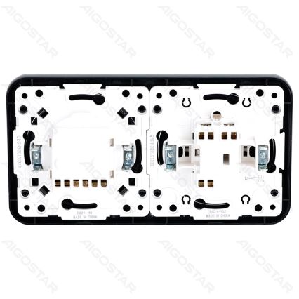 Aigostar - Απλός διακόπτης αρ. 5 και πρίζα SCHUKO 230V με πλαίσιο, μαύρο