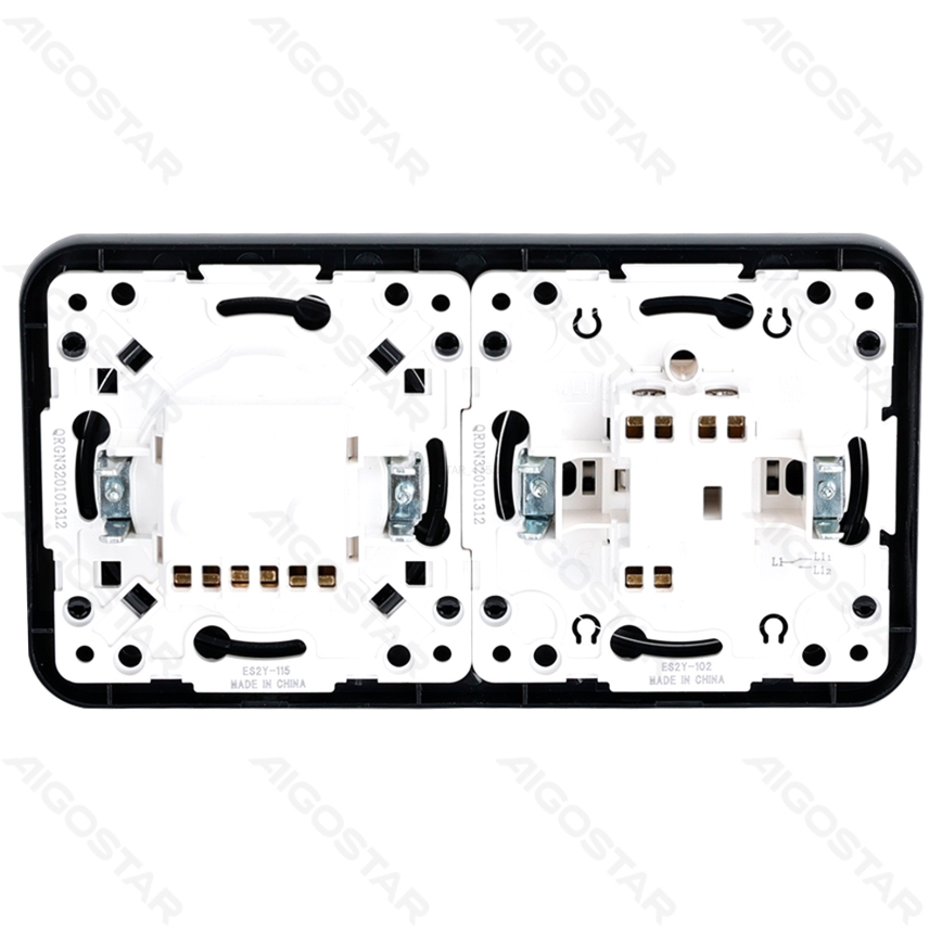 Aigostar - Απλός διακόπτης αρ. 5 και πρίζα SCHUKO 230V με πλαίσιο, μαύρο