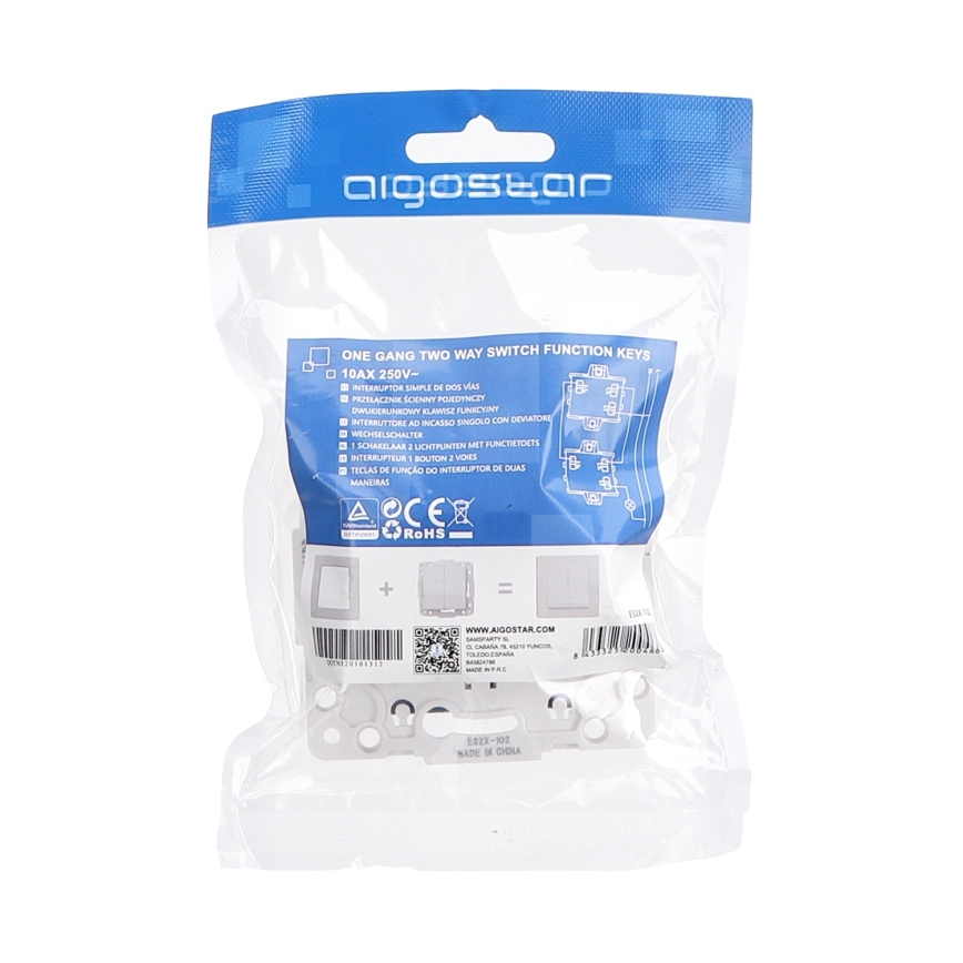 Aigostar - Απλός διακόπτης χωρίς πλαίσιο č. 6 μαύρος