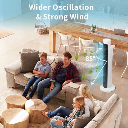 Aigostar - Ανεμιστήρας Πύργος 45W/230V μαύρο/λευκό