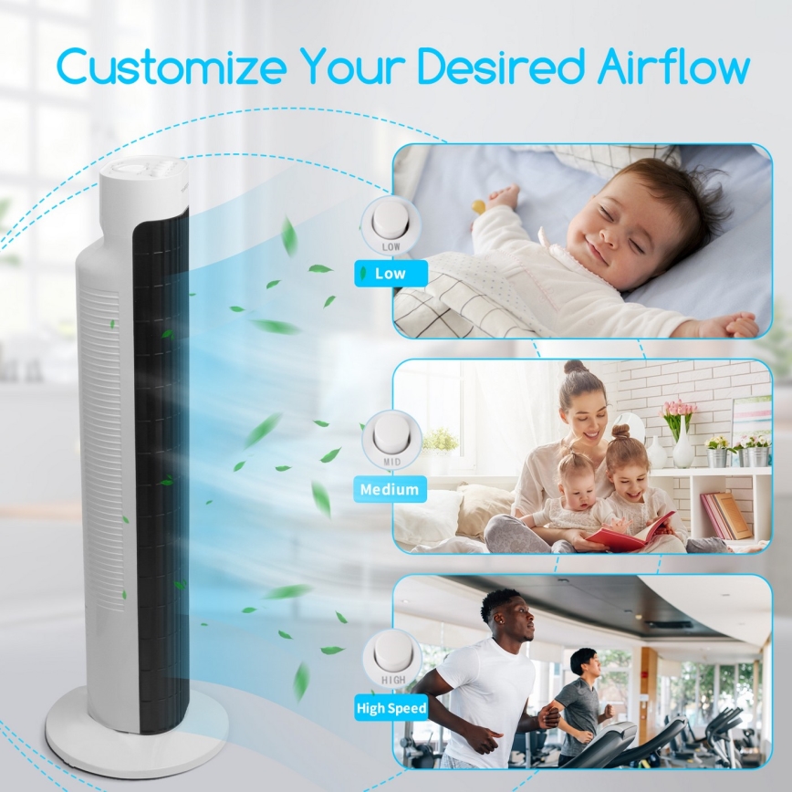 Aigostar - Ανεμιστήρας Πύργος 45W/230V μαύρο/λευκό