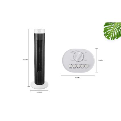 Aigostar - Ανεμιστήρας Πύργος 45W/230V μαύρο/λευκό