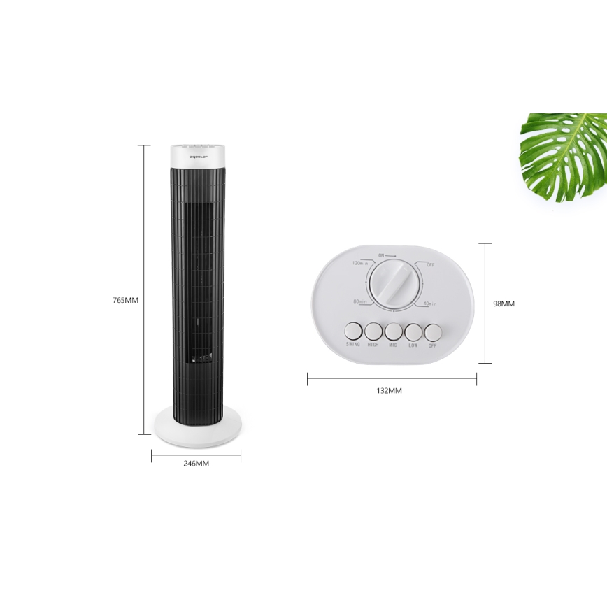 Aigostar - Ανεμιστήρας Πύργος 45W/230V μαύρο/λευκό