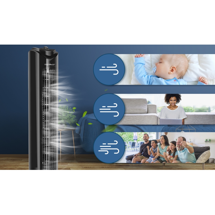 Aigostar - Ανεμιστήρας Πύργος 45W/230V μαύρο