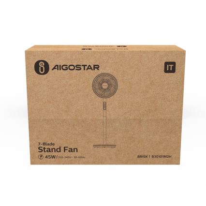 Aigostar - Επιδαπέδιος ανεμιστήρας 2 σε 1 45W/230V 110 cm λευκός