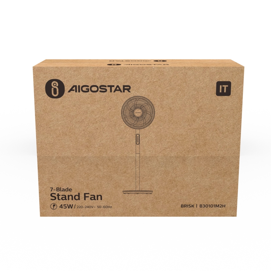 Aigostar - Ανεμιστήρας δαπέδου 45W/230V, διάμετρος 35 cm, λευκός