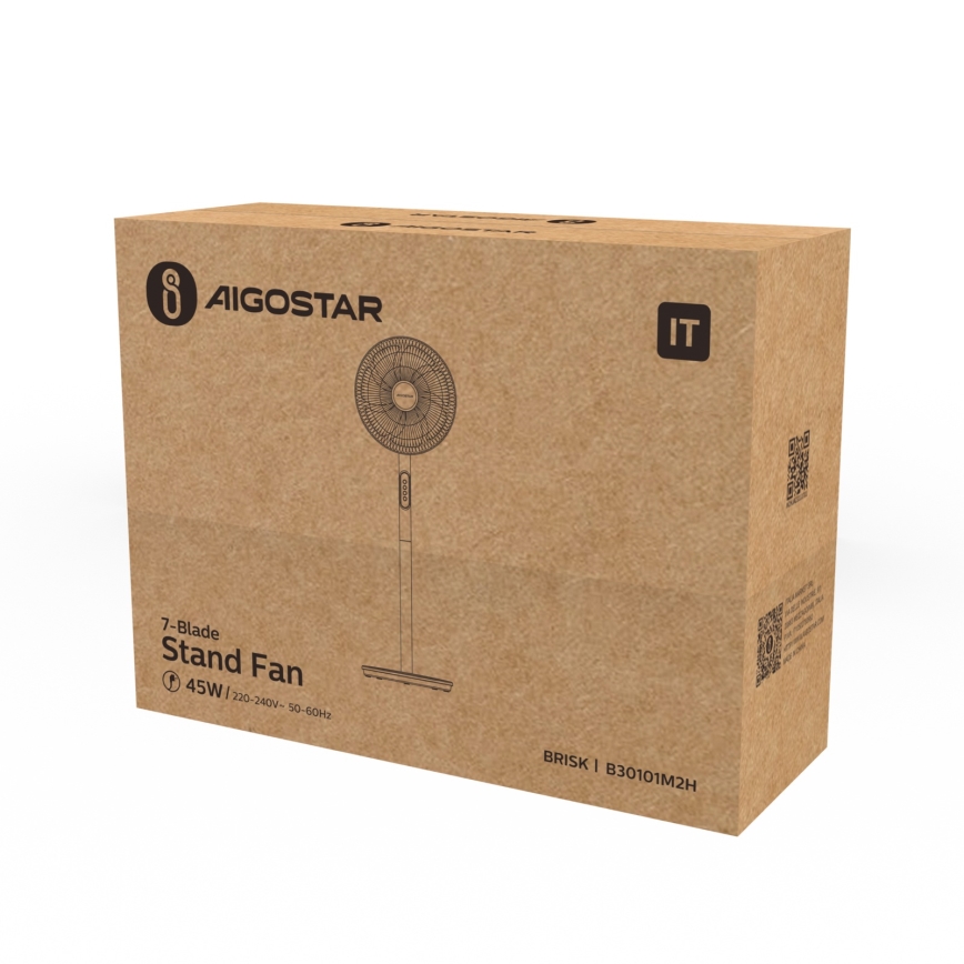 Aigostar - Ανεμιστήρας δαπέδου 45W/230V, διάμετρος 35 cm, λευκός