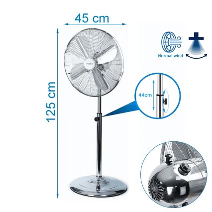 Aigostar - Ανεμιστήρας δαπέδου 50W/230V, διάμ. 45 εκ., χρωμέ