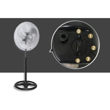 Aigostar - Ανεμιστήρας δαπέδου 50W/230V διάμ. 50 cm χρώμιο/μαύρο