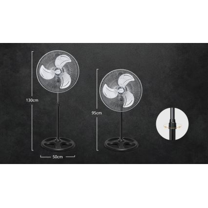 Aigostar - Ανεμιστήρας δαπέδου 50W/230V διάμ. 50 cm χρώμιο/μαύρο