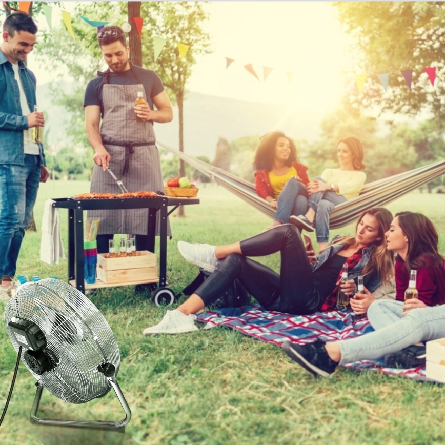 Aigostar - Ανεμιστήρας δαπέδου 60W/230V 44,5 cm γυαλιστερό χρώμιο