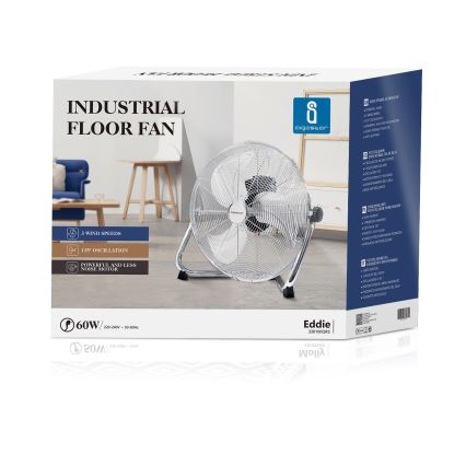 Aigostar - Ανεμιστήρας δαπέδου 60W/230V 44,5 cm γυαλιστερό χρώμιο