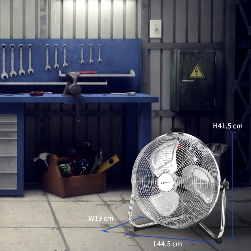 Aigostar - Ανεμιστήρας δαπέδου 60W/230V 44,5 cm γυαλιστερό χρώμιο