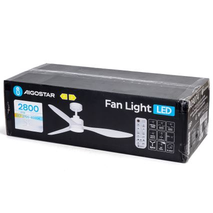 Aigostar - Ανεμιστήρας οροφής LED Dimmable LED/20W/230V 2700-6500K 132cm λευκό + τηλεχειριστήριο