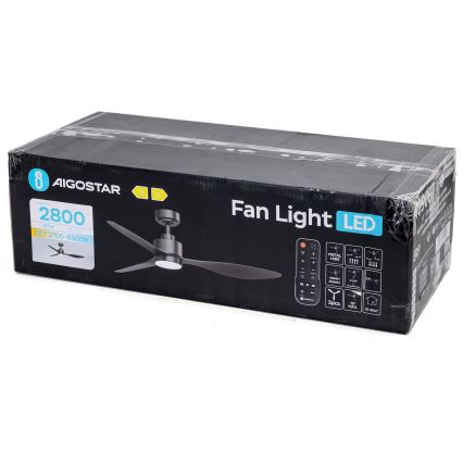 Aigostar - Ανεμιστήρας οροφής LED Dimmable LED/20W/230V 2700-6500K 132cm μαύρο + τηλεχειριστήριο